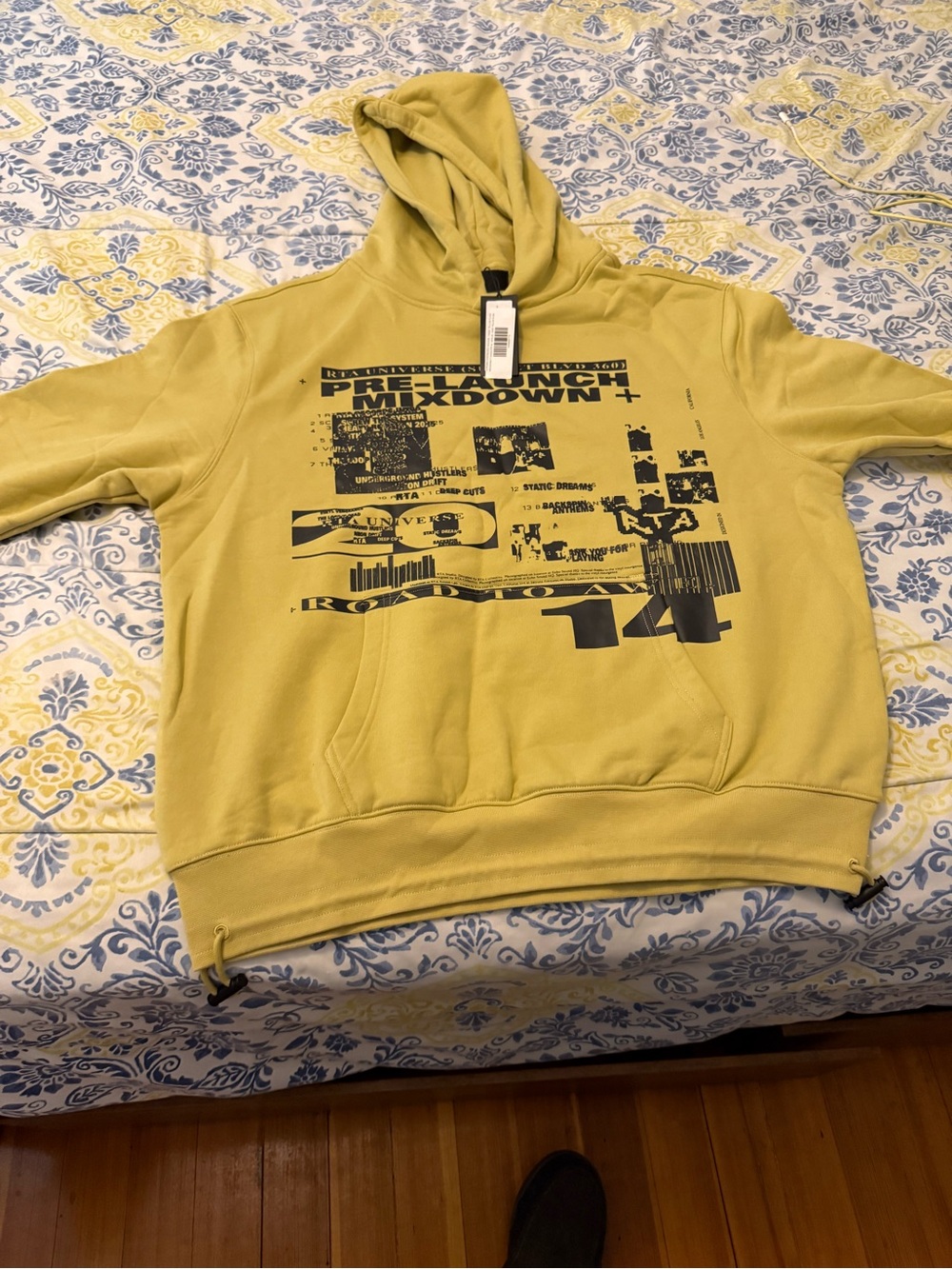 RTA Graphic Mustard Yellow Hoodie with Front Pocket